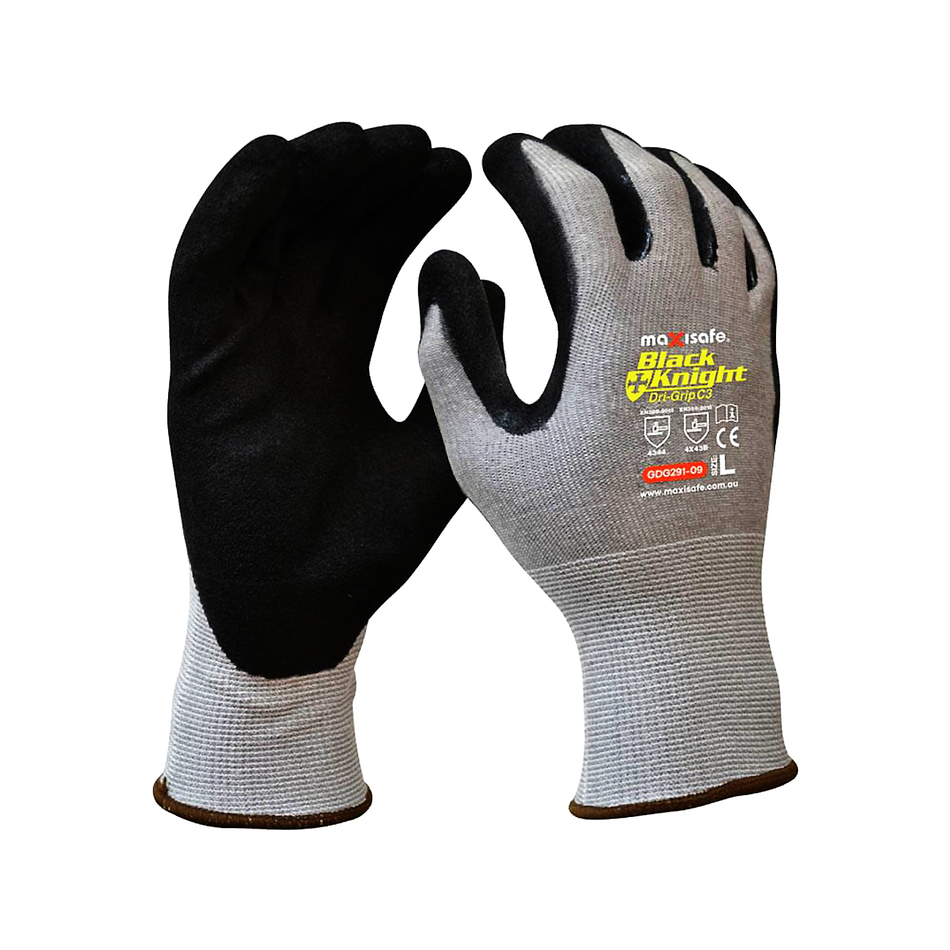 Maxisafe Black Knight Dri Grip Cut B Glove with Gripmaster Coating