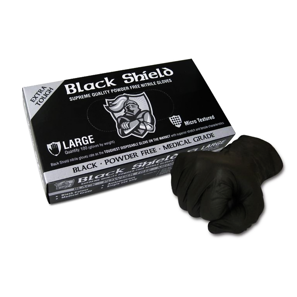 Maxisafe Black Shield Heavy Duty Disposable Nitrile Gloves Powder Free