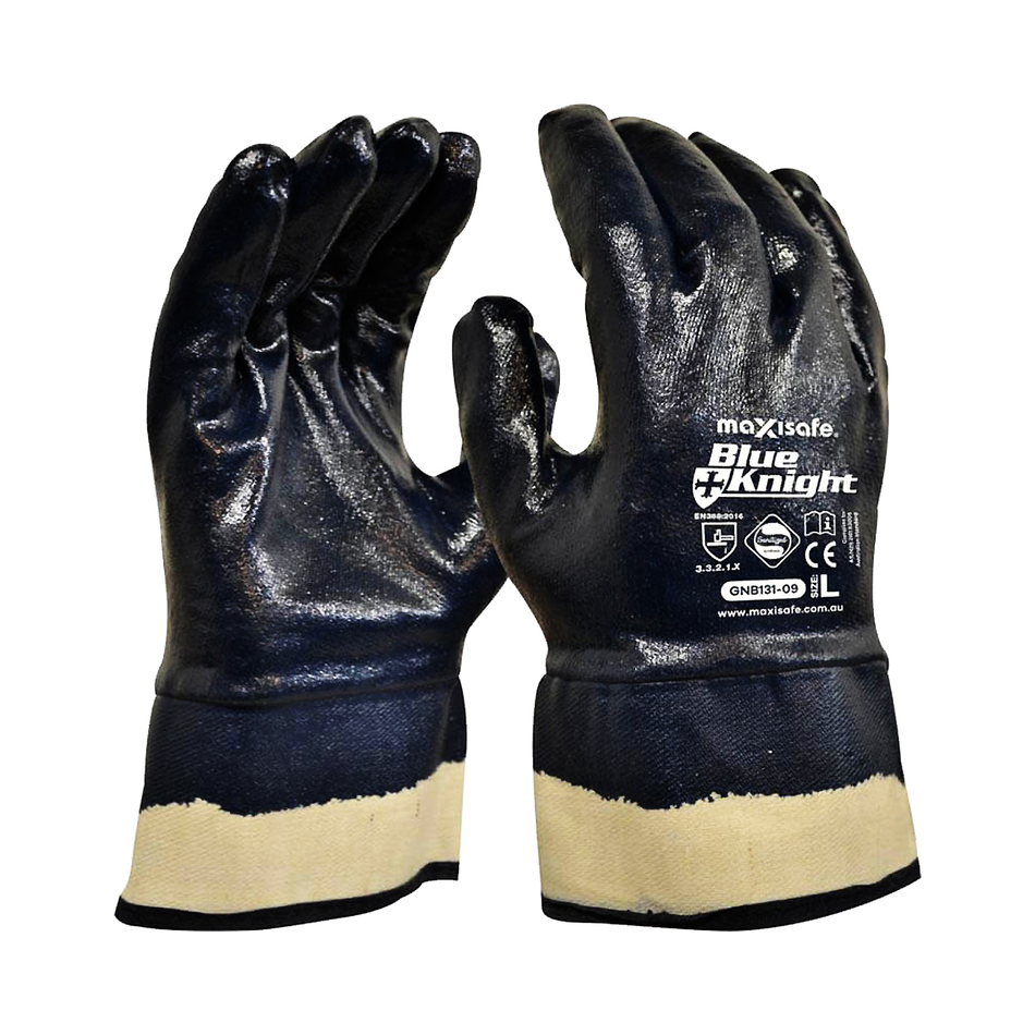 Maxisafe Blue Knight Heavy Duty Fully Dipped Glove with Safety Cuff