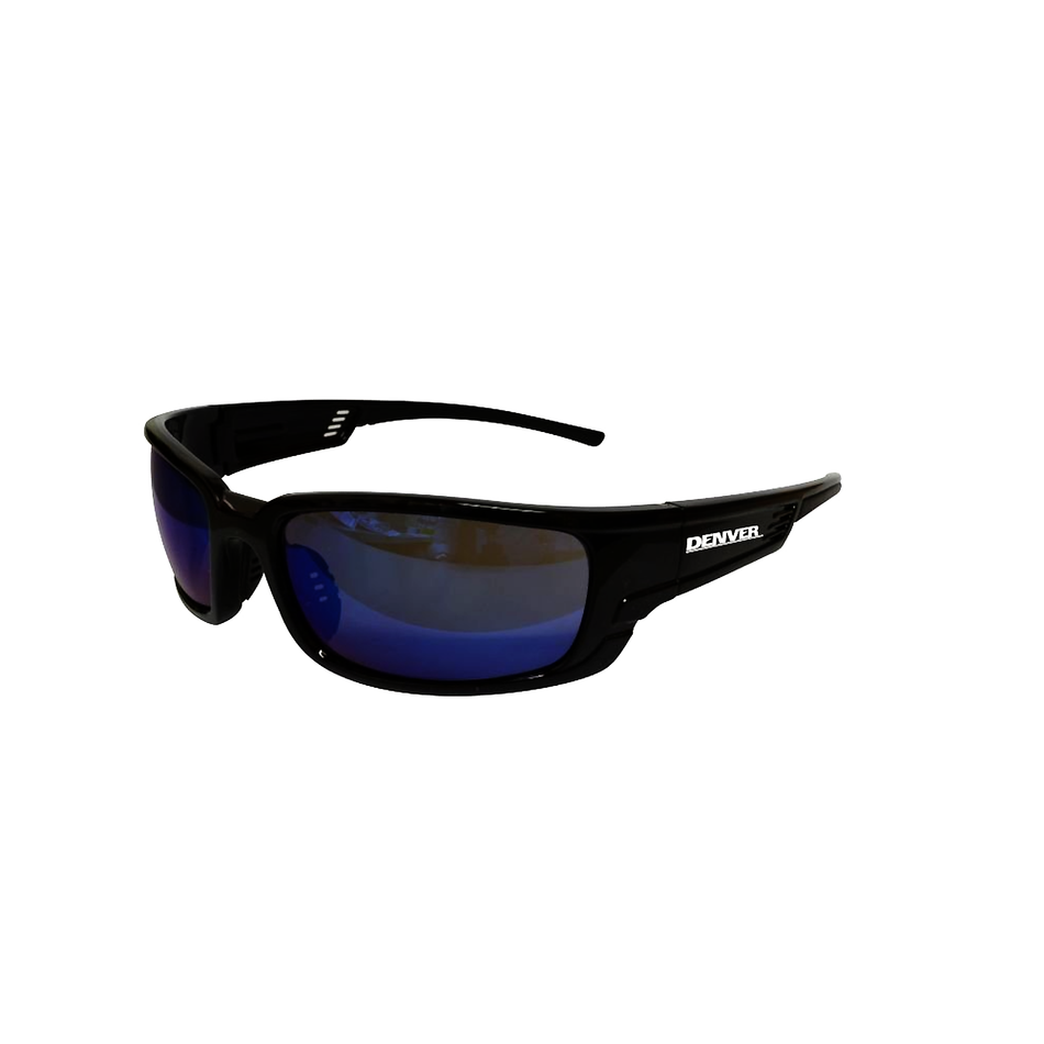 Maxisafe DENVER Premium Safety Glasses Black Frame Blue Mirror Lens