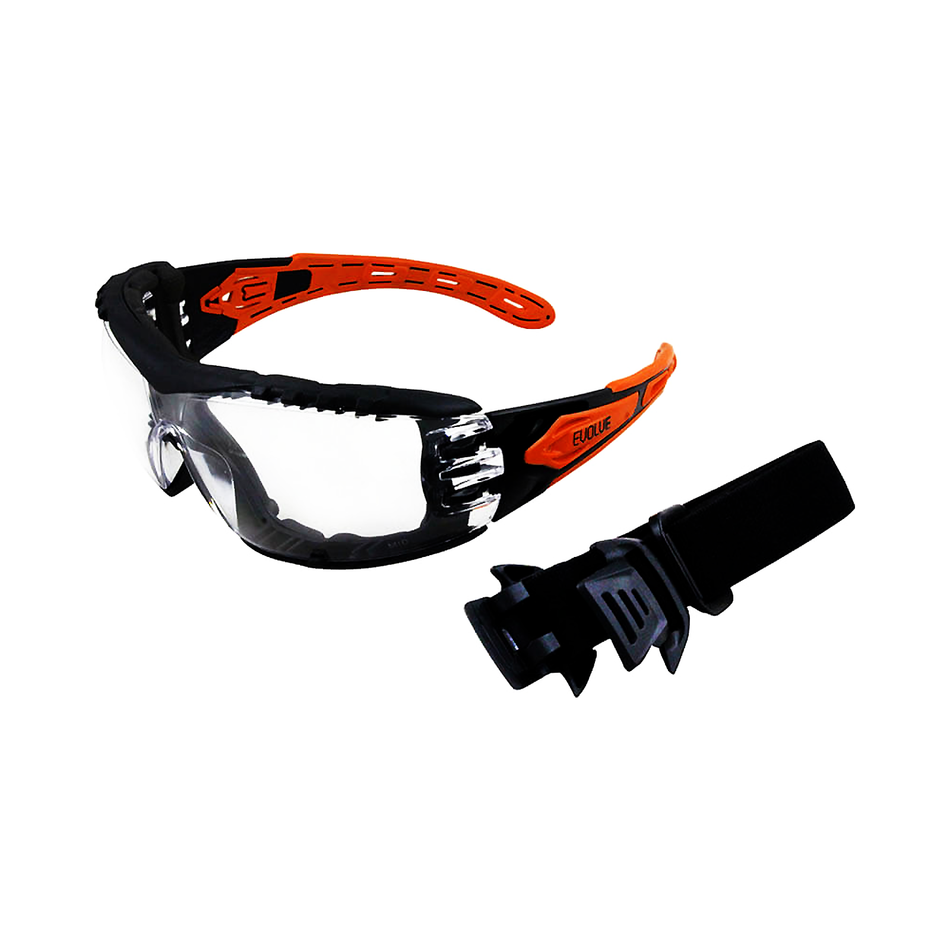 Maxisafe EVOLVE Safety Glasses with Gasket and Headband Clear Lens
