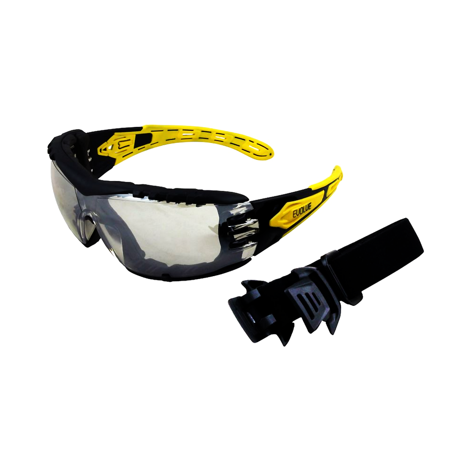 Maxisafe EVOLVE Safety Glasses with Gasket and Headband Silver Mirror Lens