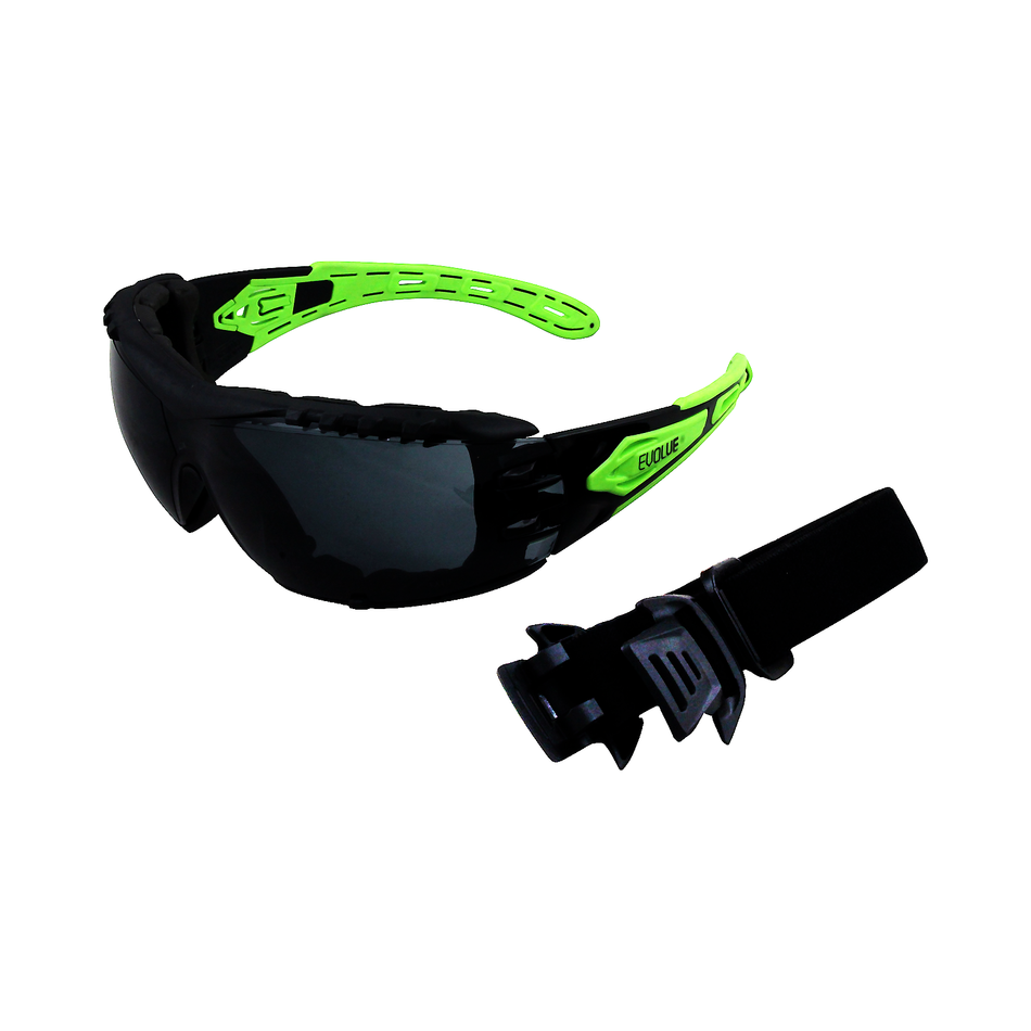 Maxisafe EVOLVE Safety Glasses with Gasket and Headband Smoke Lens