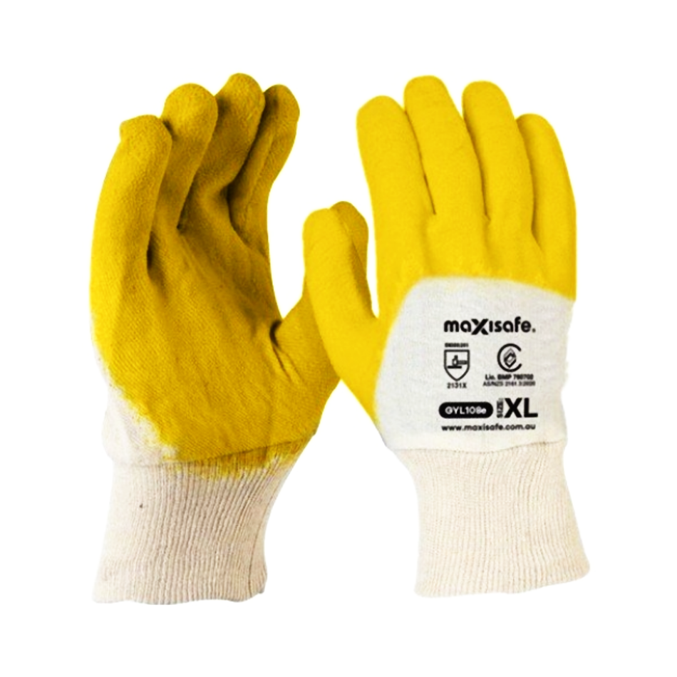 Maxisafe Economy Yellow Latex Glass Gripper Glove