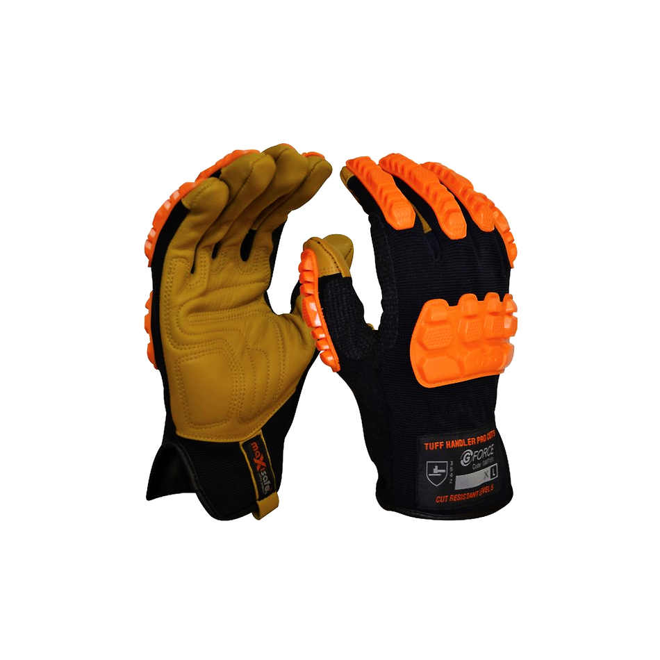 Maxisafe G Force Tuff Handler Cut 5 Mechanics Glove with Leather Palm