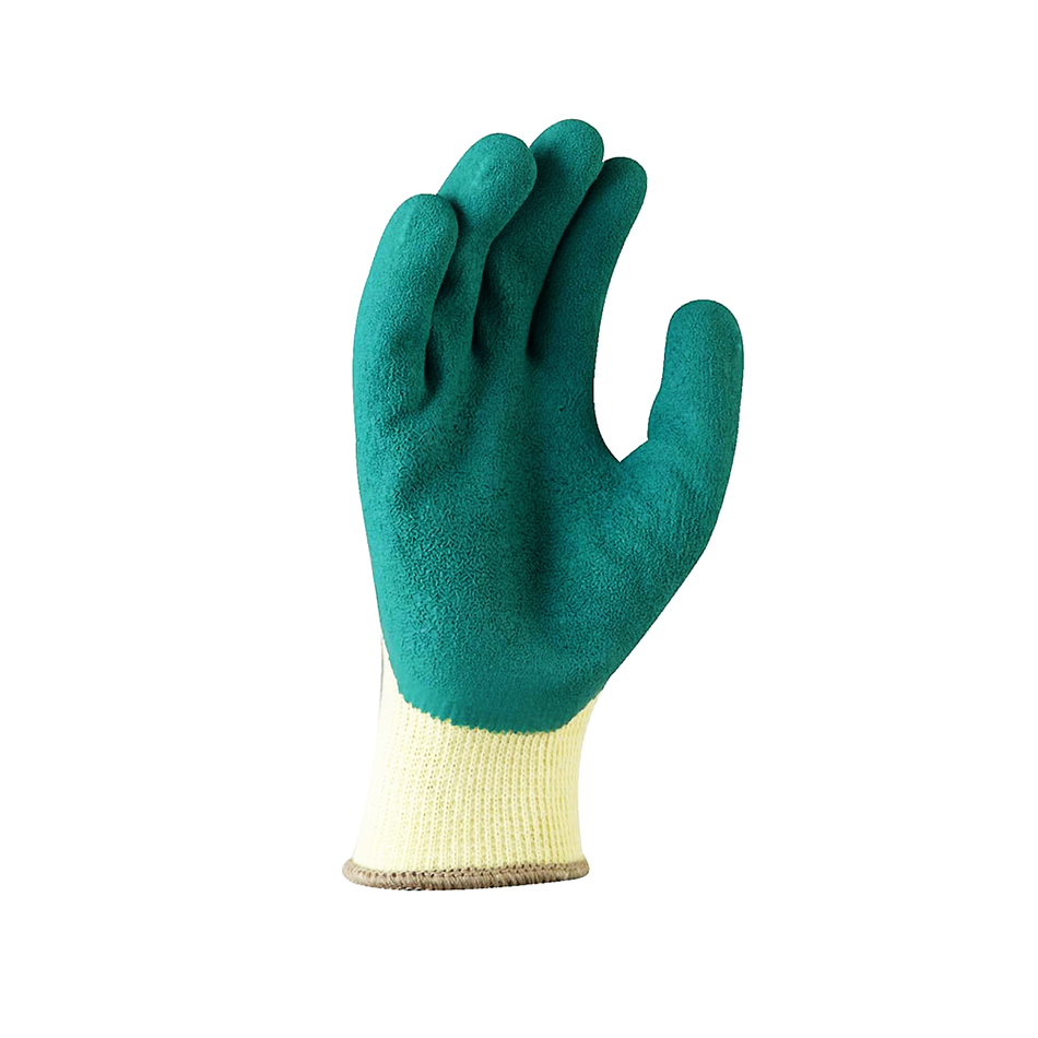 Maxisafe Green Grippa Knitted Poly Cotton Glove with Green Latex Palm