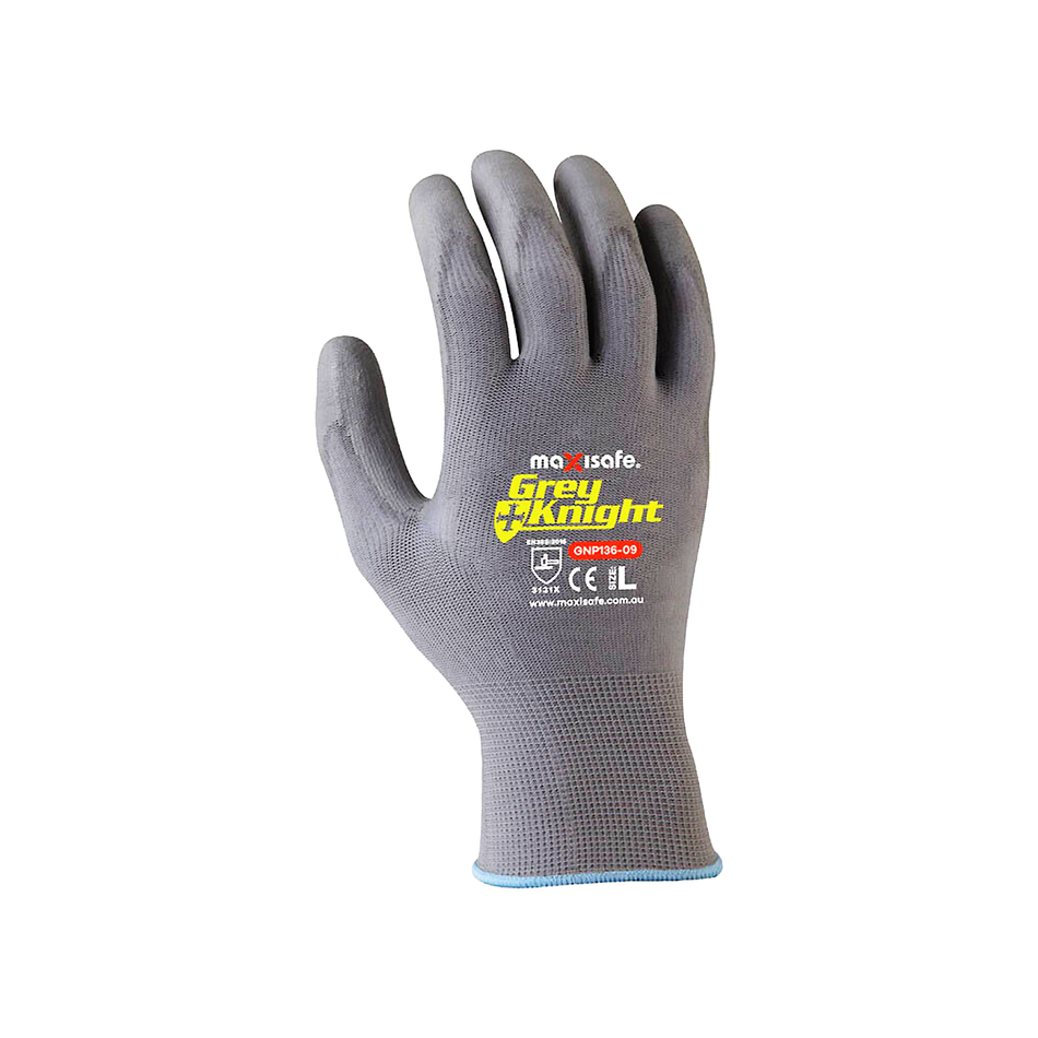 Maxisafe Grey Knight Nylon PU Coated Nylon Glove