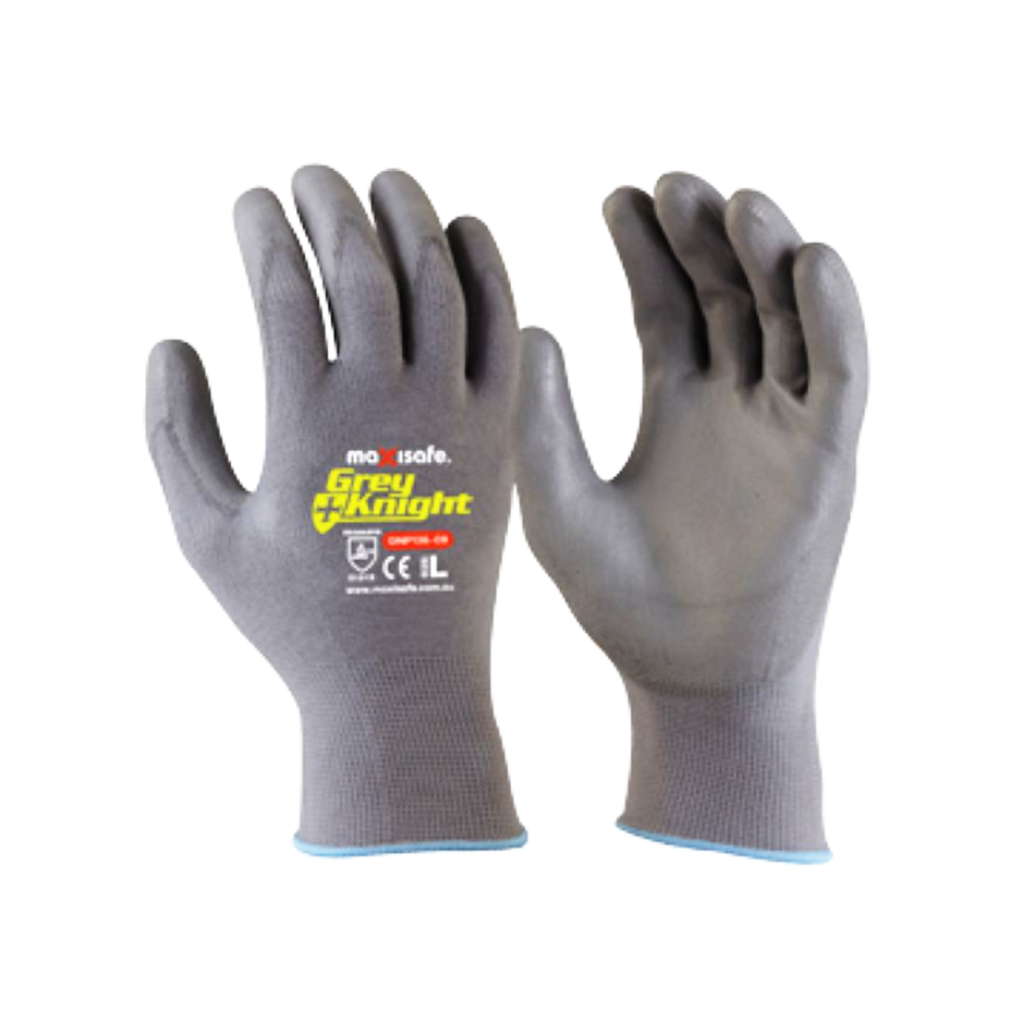Maxisafe Grey Knight Nylon PU Coated Nylon Glove Vend Packaging