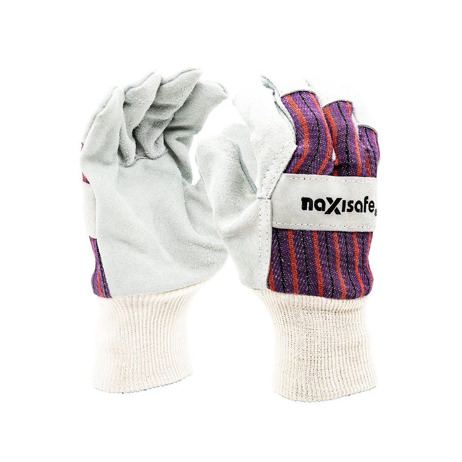 Maxisafe Candy Stripe Leather Glove with Knitted Wrist