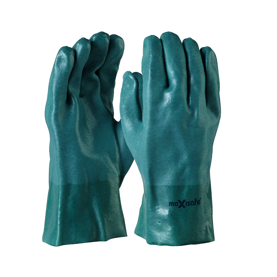Maxisafe Green Double Dipped PVC Gauntlet 27cm