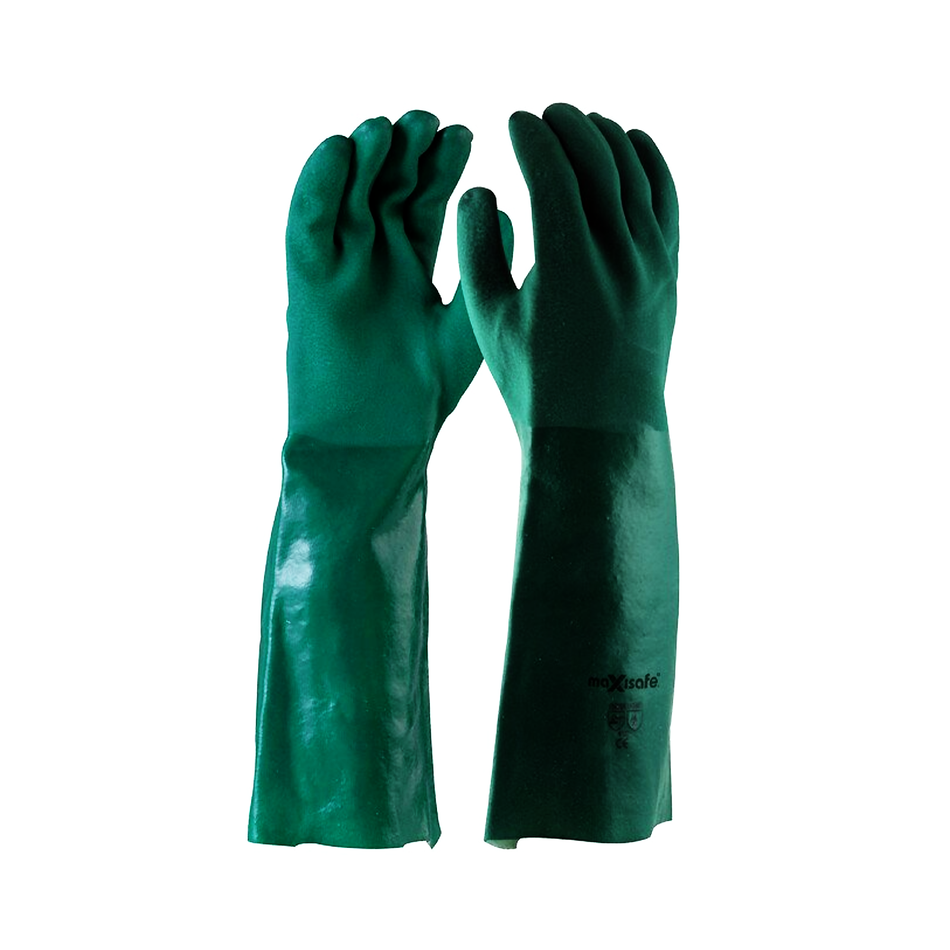 Maxisafe Green Double Dipped PVC Gauntlet 45cm