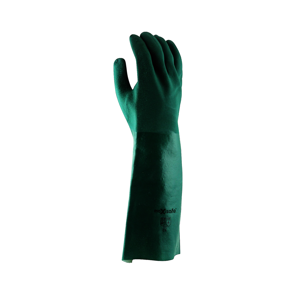 Maxisafe Green Double Dipped PVC Gauntlet 45cm