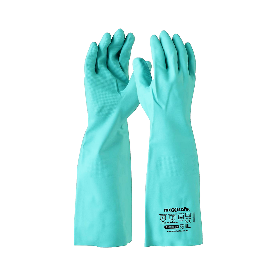 Maxisafe Green Nitrile Chemical Gauntlet 45cm