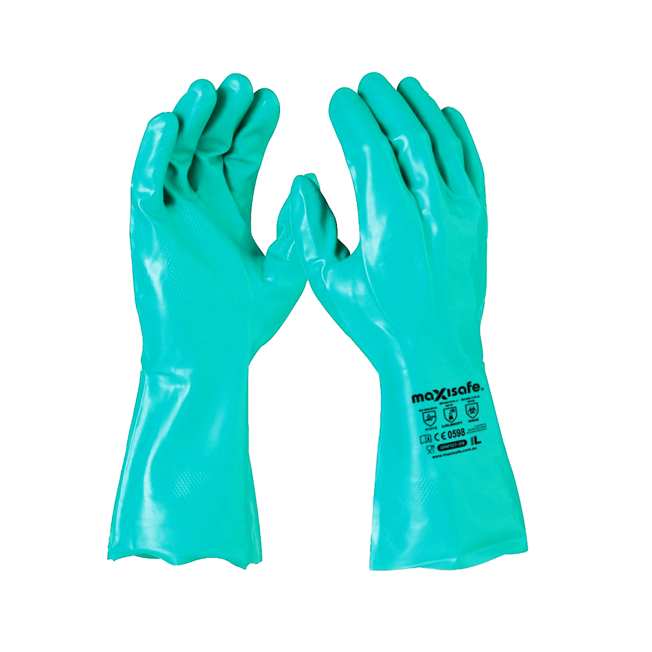 Maxisafe Green Nitrile Chemical Glove 33cm