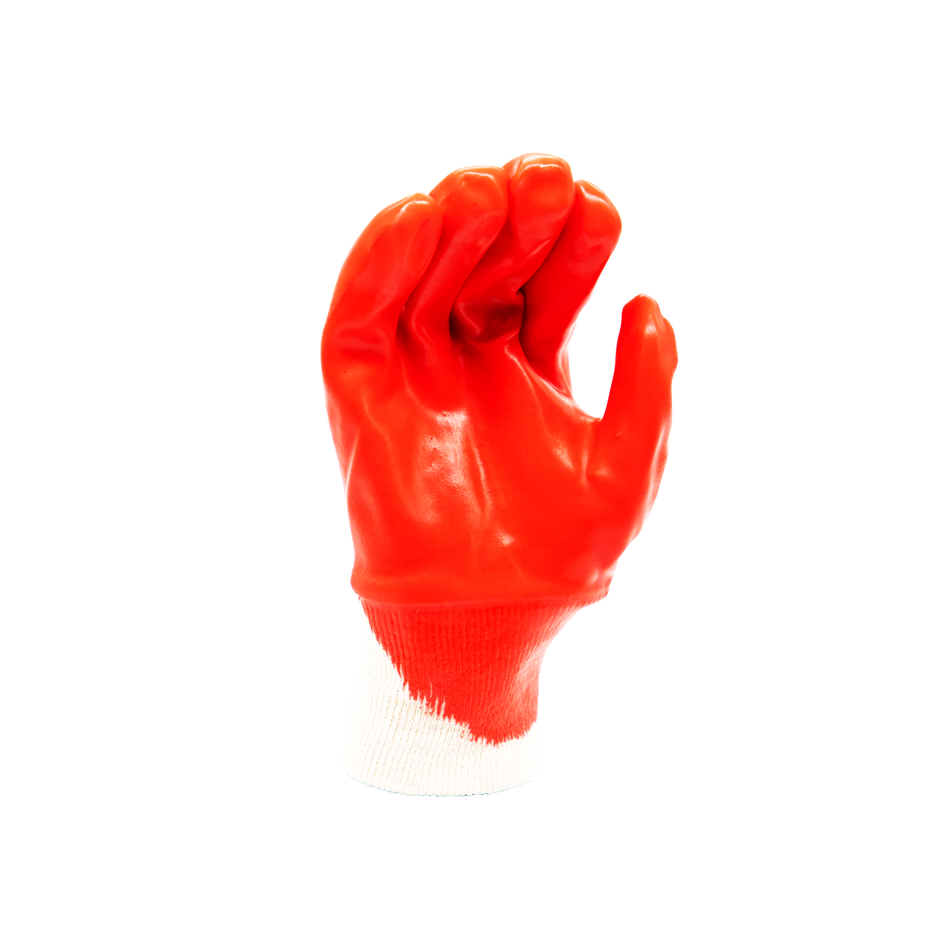 Maxisafe Red PVC Single Dipped Knit Wrist
