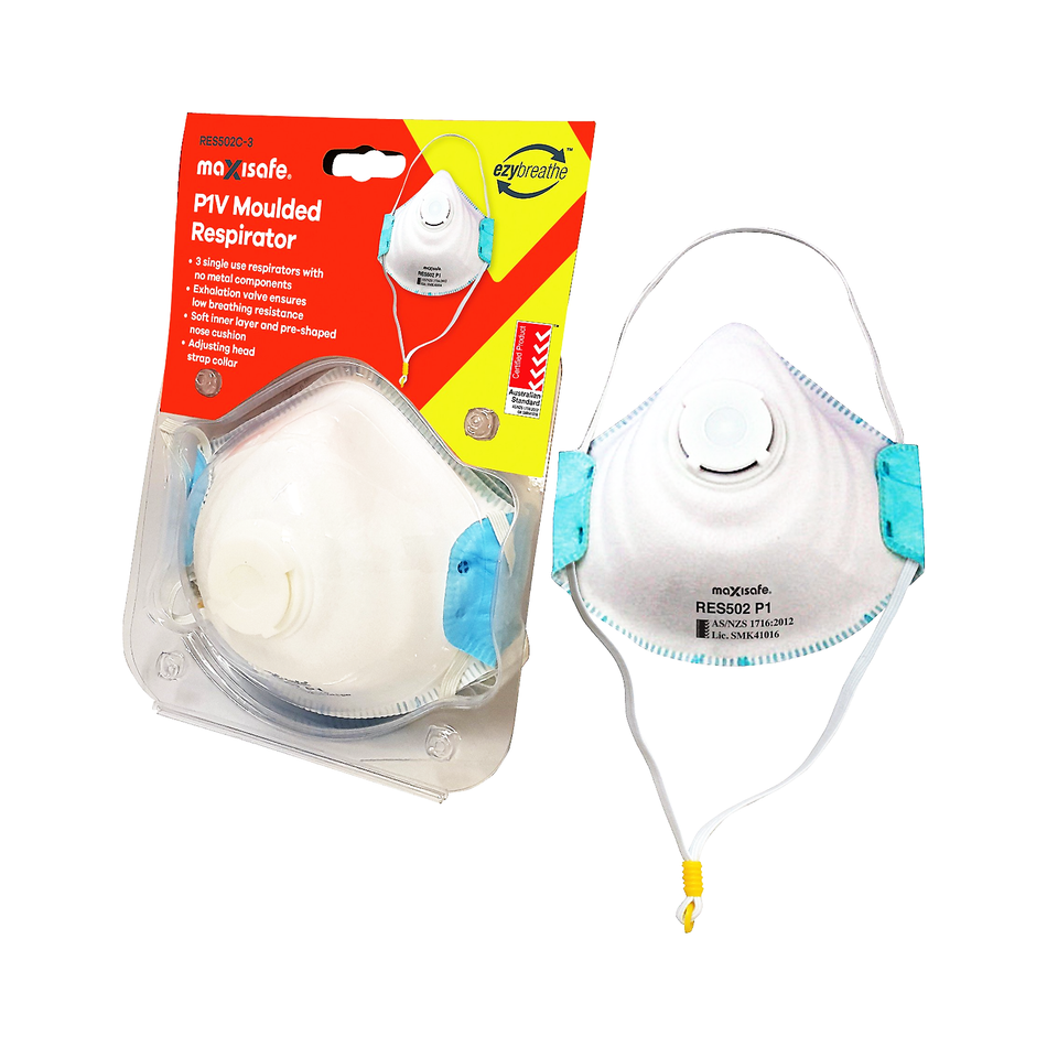 Maxisafe P1 Moulded Respirator with Valve Card of 3