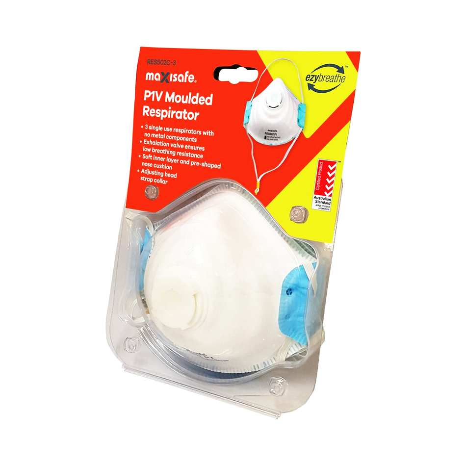Maxisafe P1 Moulded Respirator with Valve Card of 3