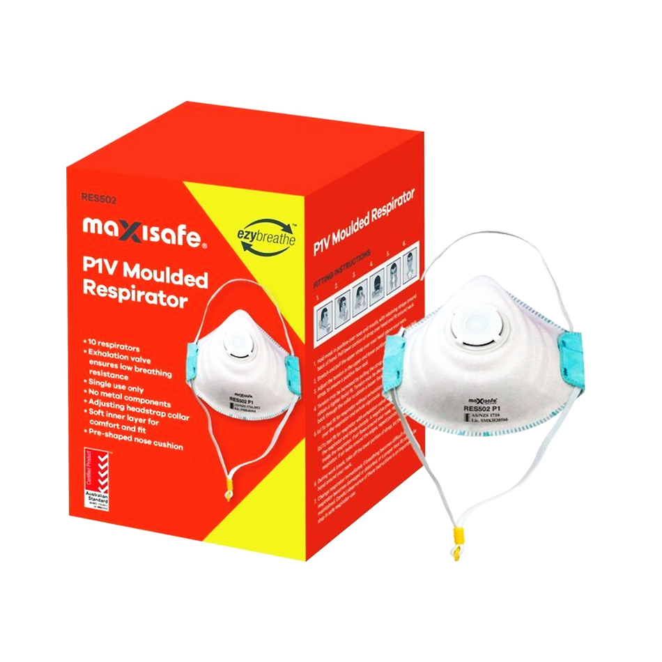 Maxisafe P1 Moulded Respirator with Valve Box 10