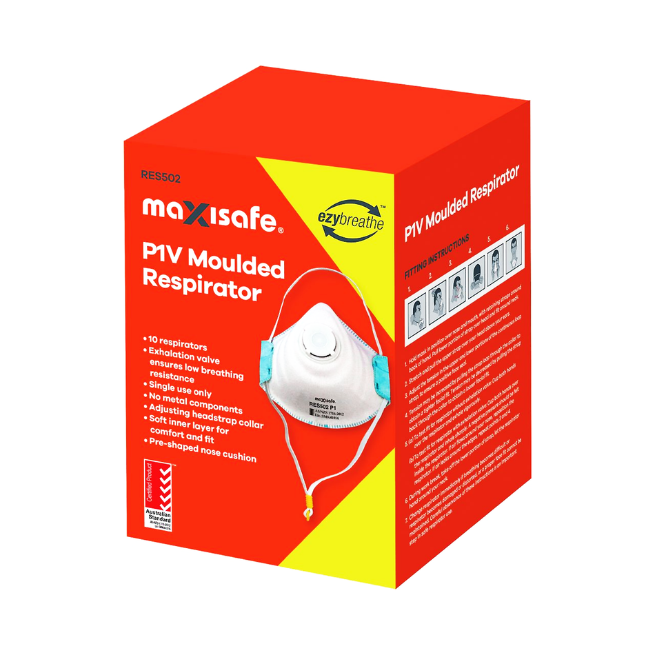 Maxisafe P1 Moulded Respirator with Valve Box 10