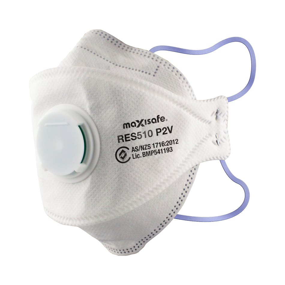 Maxisafe P2 3-Panel Flat Fold Respirator with Valve Box 20
