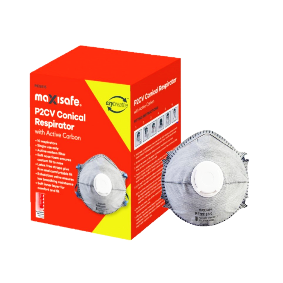 Maxisafe P2 Conical Respirator with Carbon and Valve Box 10