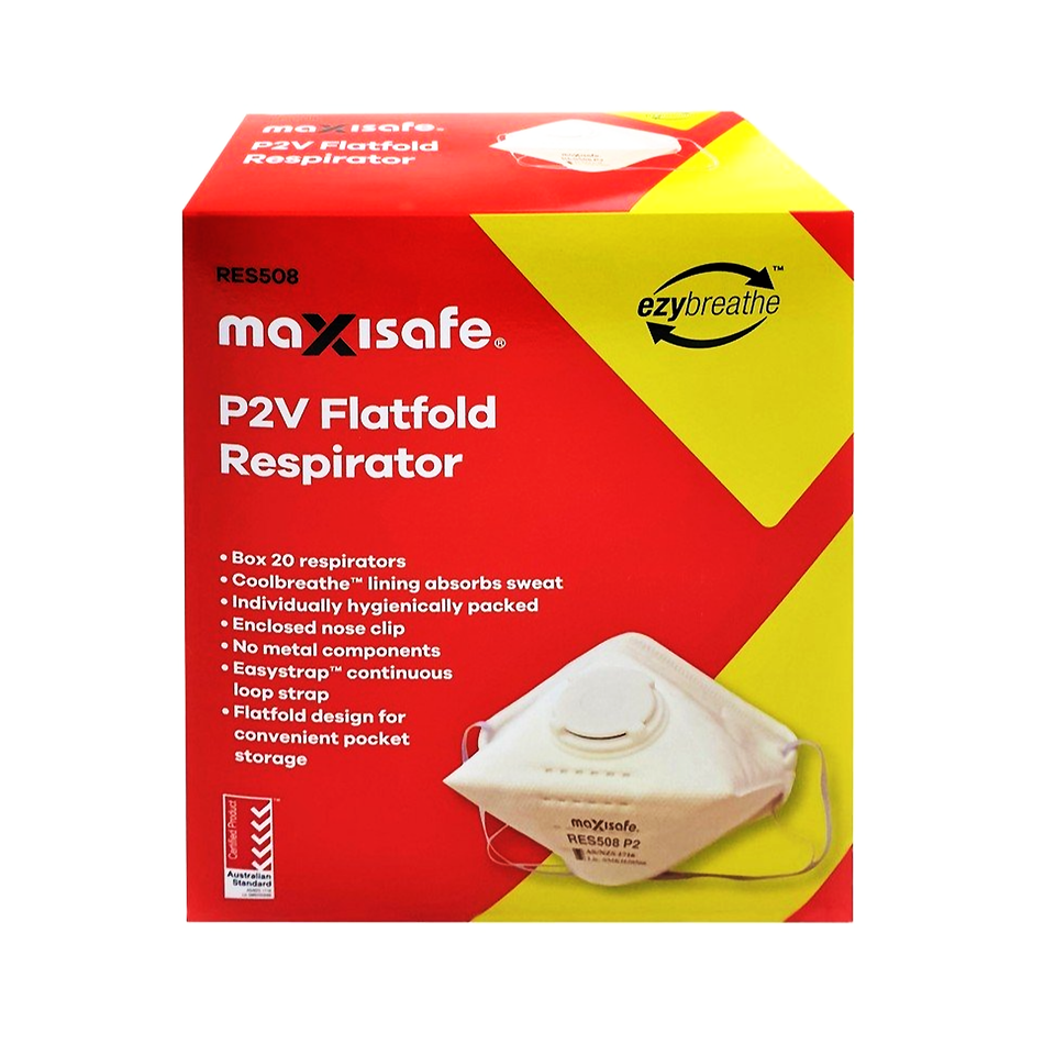 Maxisafe P2 Flat Fold Respirator with Valve Box 20