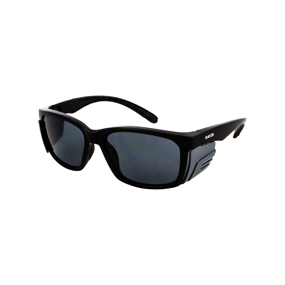 Maxisafe Rayzr Safety Glasses Matte Black Frame Smoke Lens Polarised