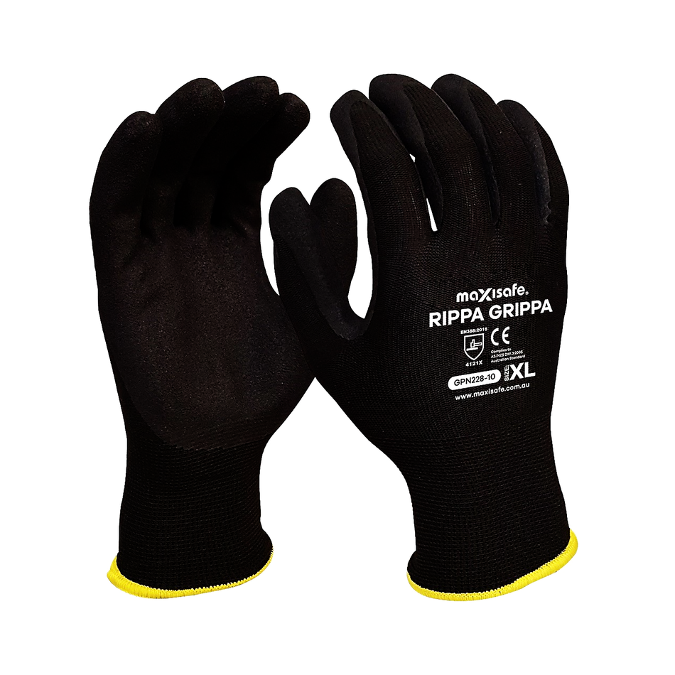 Maxisafe Rippa Grippa Black Nitrile Coated Synthetic Glove