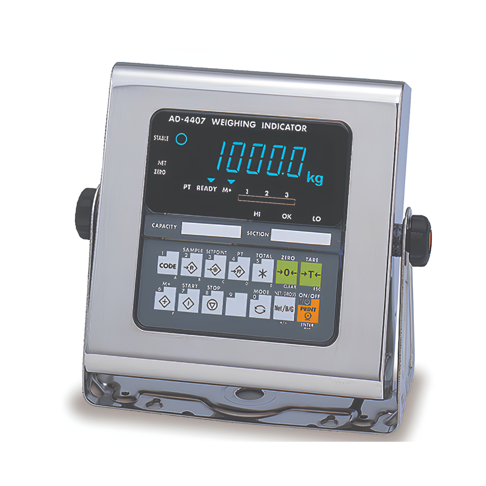 A&D AD-4407A Stainless Steel Weighing Indicator IP65 Protection with 1/20000 Display Resolution for Industrial Weighing