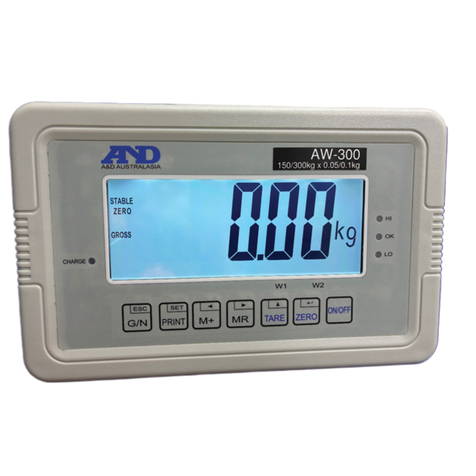 A&D AW-300 Animal Weighing Scale 300kg Capacity x 50g/100g Readability Low-Profile Platform with Non-Slip Mat for Veterinary & Animal Weighing