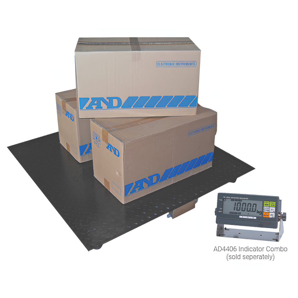 A&D ELP-1200 Economy Pallet Scale Combo 1200kg Capacity x 0.5kg Readability 1200 x 1200mm Platform with AD-4406 Indicator for Warehouse & Industrial Weighing