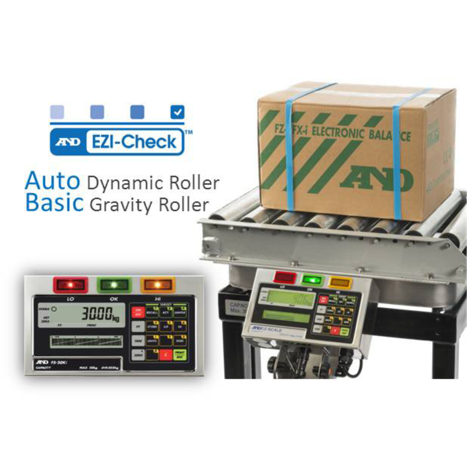 A&D EZI-Check BASIC Carton Checking System 30kg/60kg/150kg Capacity Gravity Roller Checkweigher for Production Lines & Carton Inspection