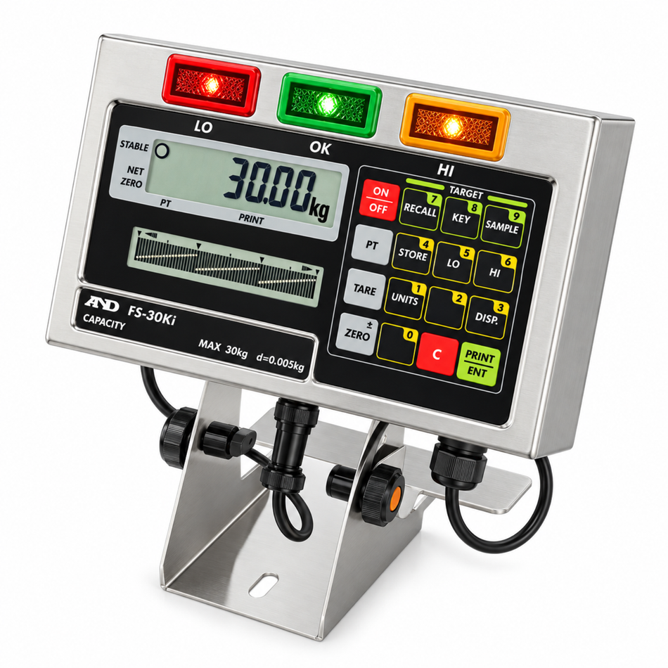 A&D FS-D Series Wet Area Indicator IP65 Waterproof Indicator for Industrial Scale and Checkweighing Applications