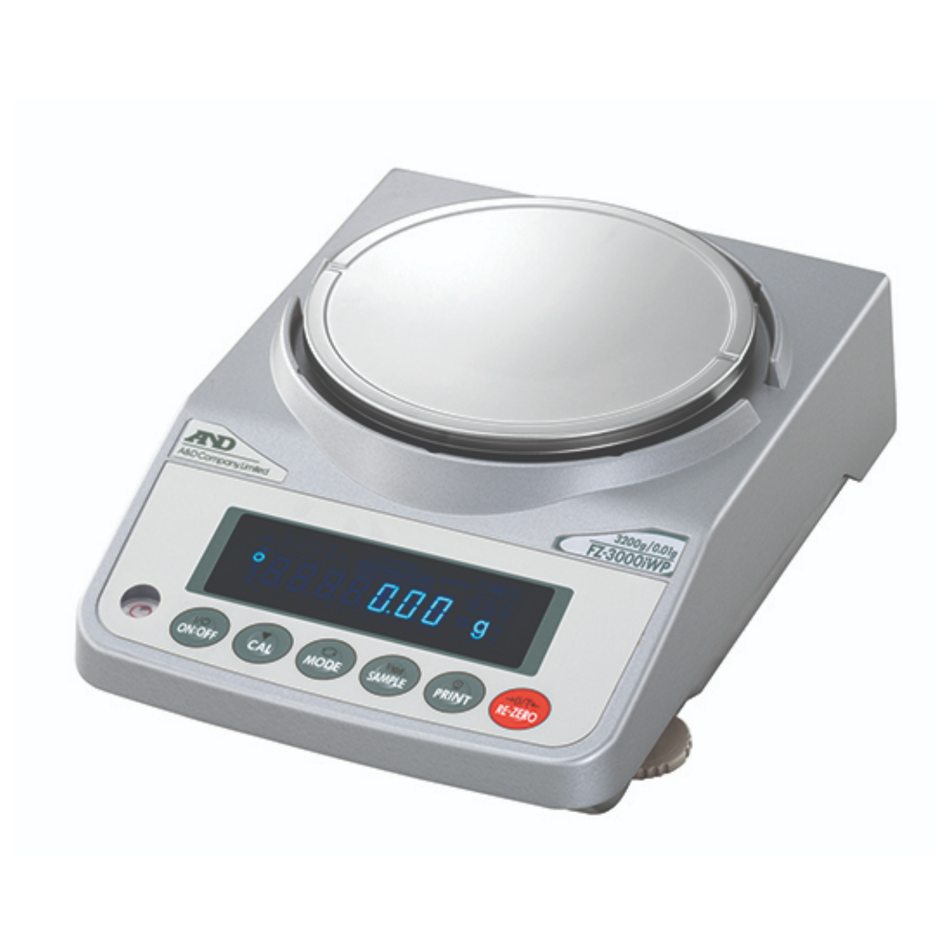 A&D FZ-3000iWP Waterproof Precision Balance 3200g Capacity x 0.01g Readability IP65 Internal Calibration Weighing for Laboratory & Industrial Applications
