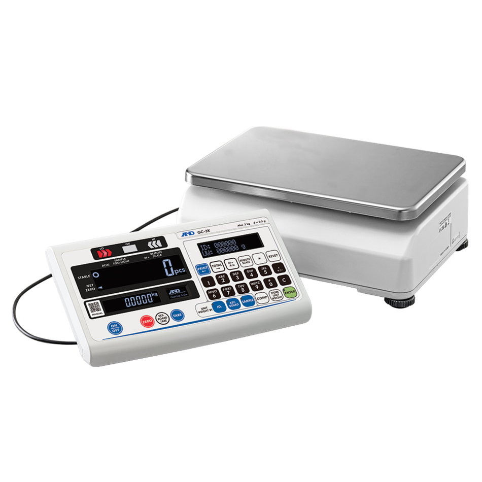 A&D GC-30K High-Resolution Counting Scale 30kg Capacity x 5g Readability Precision Parts Counting for Manufacturing & Inventory Management Applications