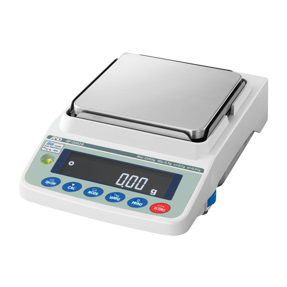 A&D GF-2002A Multi-Functional Precision Balance 2200g Capacity x 0.01g Readability Precision Weighing for Laboratory & Industrial Applications
