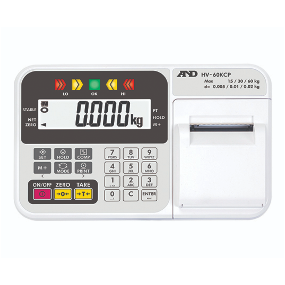A&D HW-10KC Multi-Functional Platform Scale 10kg Capacity x 1g Readability IP65 Protection for Industrial Weighing Applications