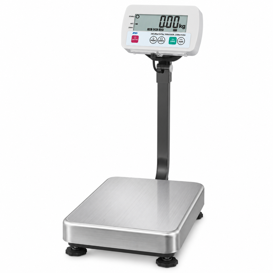A&D SE-150KAL IP68 Wet Area Platform Scale 150kg Capacity x 50g Readability with 530 x 390mm Pan Trade Approved