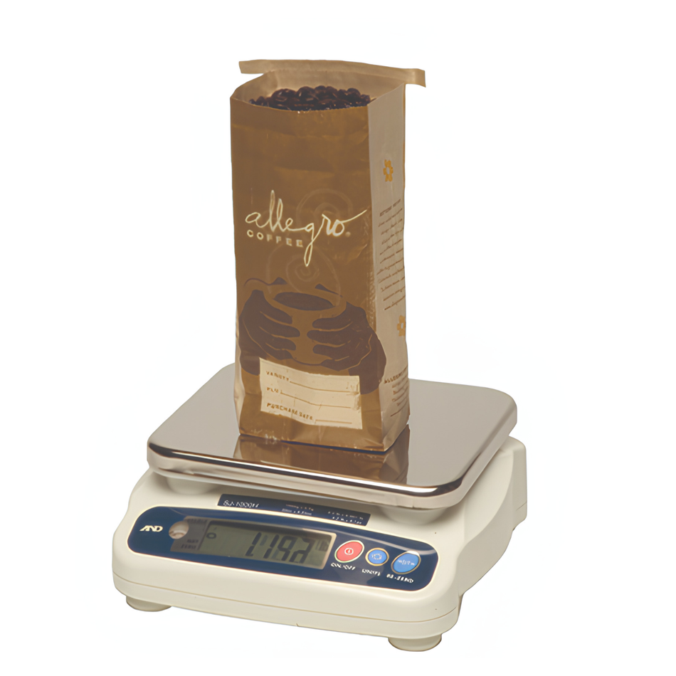 A&D SJ-5001HS Compact Bench Scale 5000g Capacity x 1g Readability for Basic Weighing and Product Packing