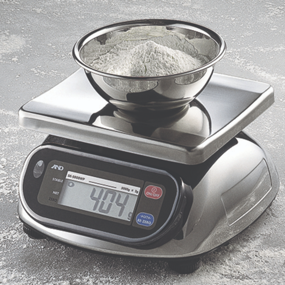 A&D SK-20KWP Trade Approved Stainless Steel Waterproof Bench Scale 20kg Capacity x 10g Readability for Commercial Weighing Applications