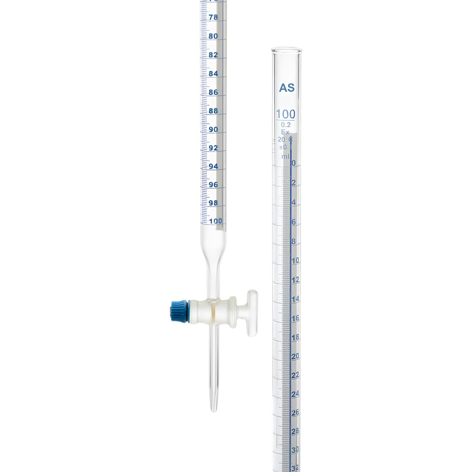 Burette Schellbach Stripe With Straight Bore PTFE Key Stopcock, ISO “Class AS”