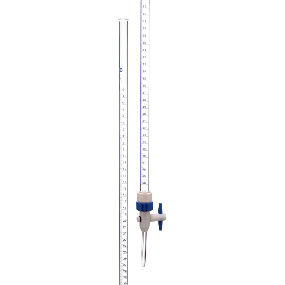 Burette With Detachable PTFE key Stopcock, ISO “Class B”