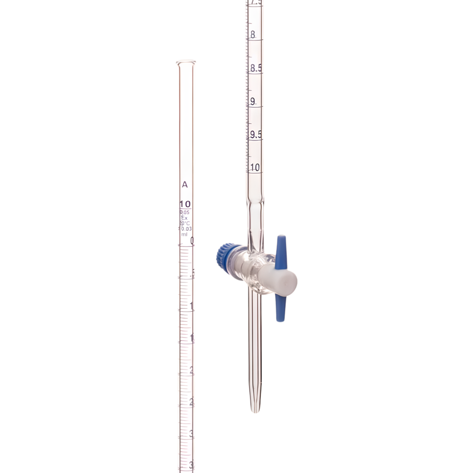 Burette With Straight Bore PTFE Key Stopcock, ISO “Class AS”