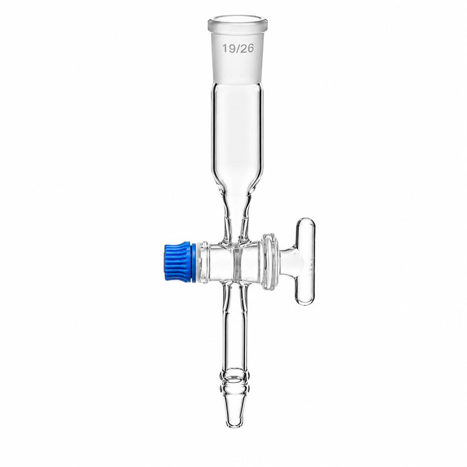 Adapter Socket to Flexible Tubing Straight Connection Borosilicate Glass With Glass Stopcock