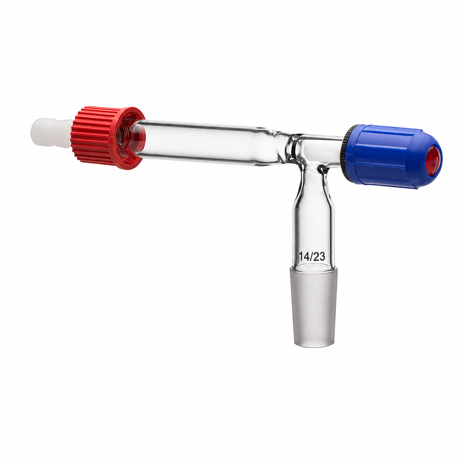 Adapter, T- shape cone with PTFE needle valve stopcock