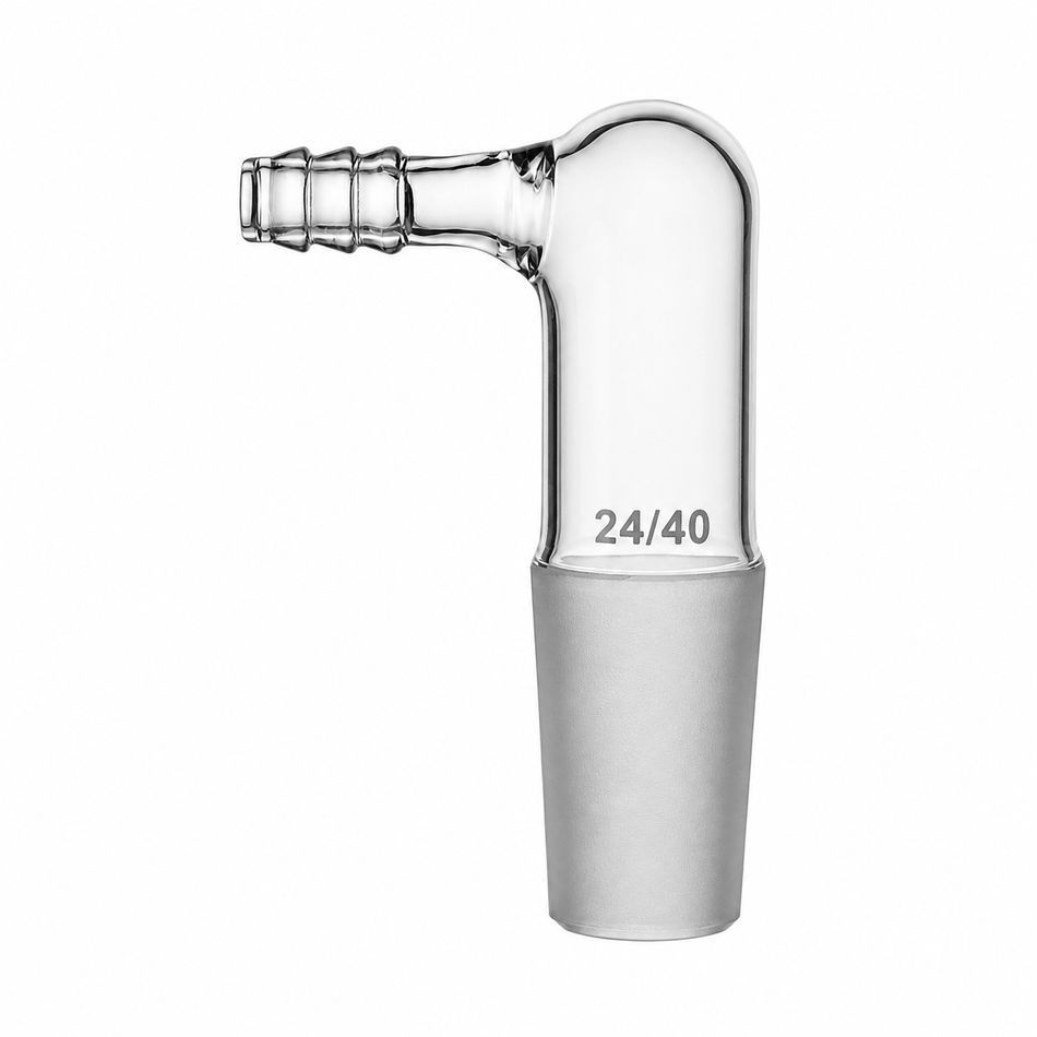 Adapter Vacuum or Gas 90° Borosilicate Glass With Rubber Hose Connection