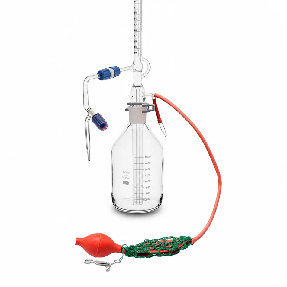 Automatic Zero Burette Borosilicate Glass Schellbach Stripe With PTFE Needle Valve Stopcock Class A DIN