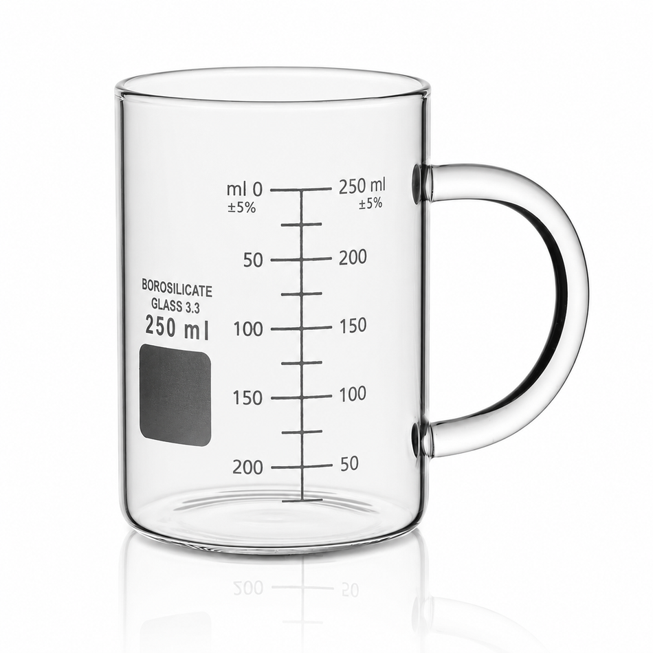 Beaker Mug Borosilicate Glass Graduated