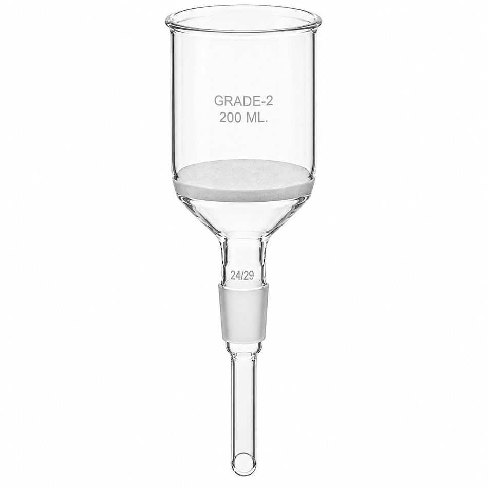 Buchner Funnel Borosilicate Glass With Sintered Disc Cone on Stem