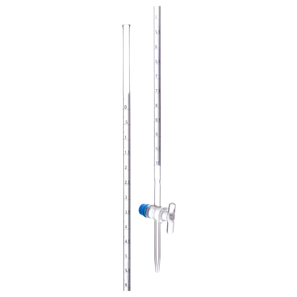 Burette Borosilicate Glass With Schellbach Stripe Straight Bore Moulded Screw Thread Glass Stopcock Class A